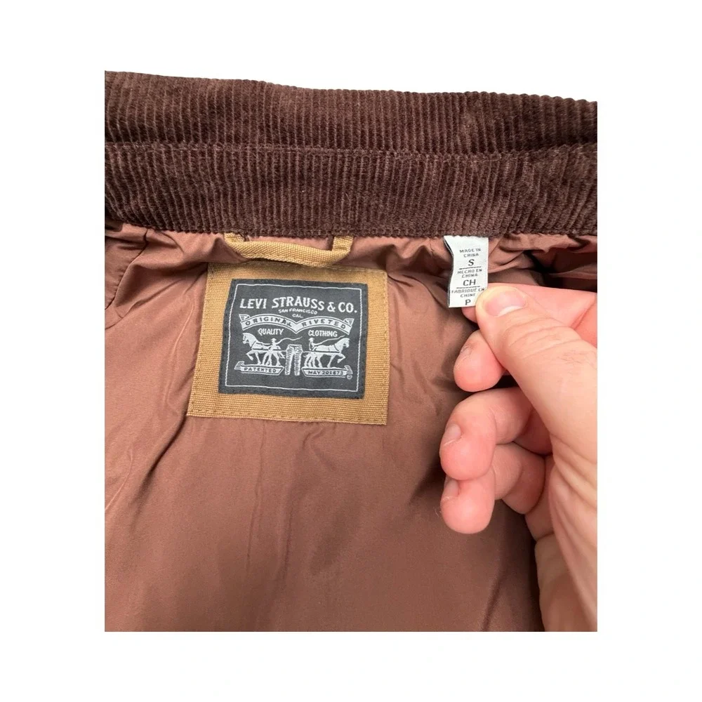 Levi's Field Jacket Mens S Brown Canvas Barn Coat Corduroy Collar Sample Factory